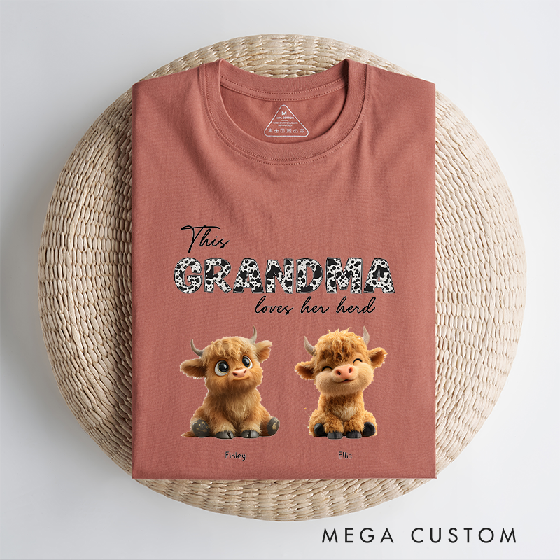Personalized this Grandma Loves Her Herd Classic T-Shirt Highland Cattle Shirt