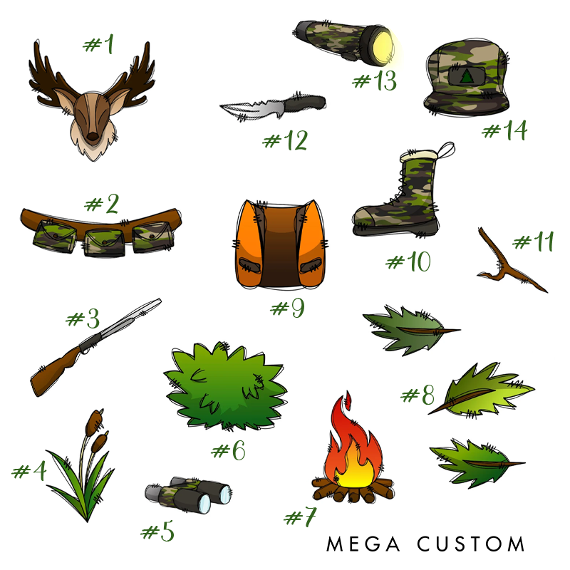 Personalized Hunting Doodle Alphabet Letters Christmas Ornament Hunting Lover Gift Christmas Tree Christmas Gift for Kid