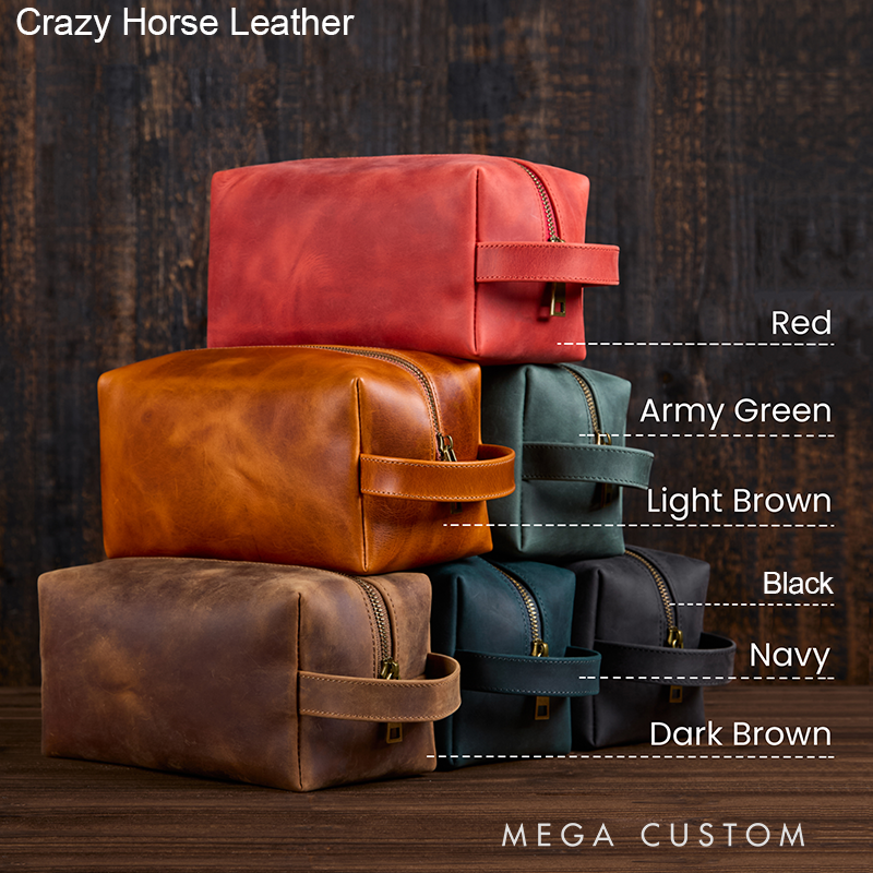 Personalized Men's Leather Toiletry Bag Custom Groomsmen Gifts Groomsman Dopp Kit Gifts Mens Travel Bag Anniversary Gift