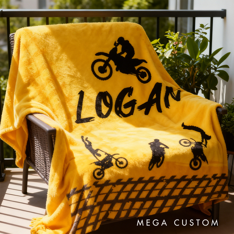 Personalized Motocross Blanket Custom Name Racing Car Blanket Xmas Gift