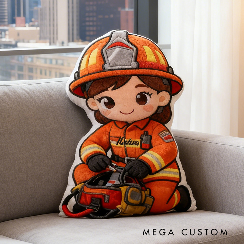 Personalized Firefighter Plush Pillow Custom Name Graphic 3D Print Pillow Xmas Gift