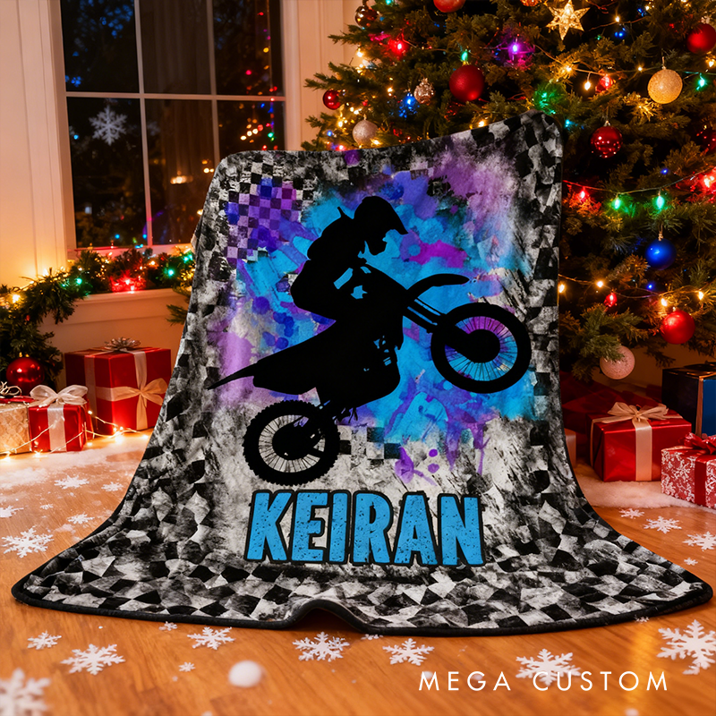 Personalized DirtBike Blankets for Boys Dirtbike Blanket Motocross Gifts for Children 