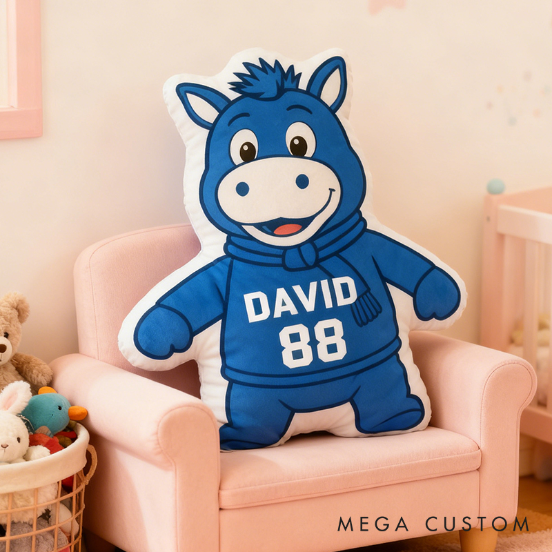 Personalized Sports Mascot Pillow Featuring Custom Name and Number for Kids and Football Fans