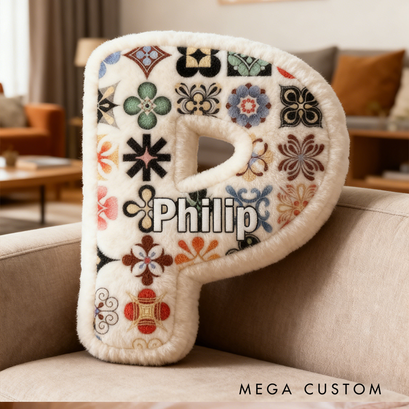 Personalized Floral Initial Pillow Custom Name Graphic 3D Print Pillow Xmas Gift