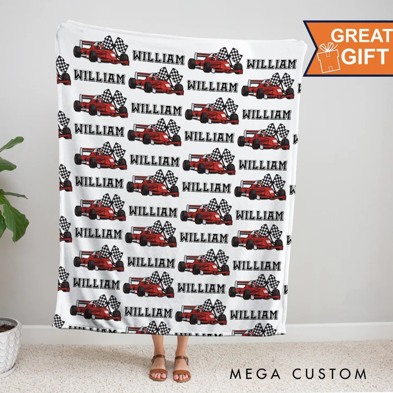 Personalized Race Car Throw Blanket Gifts For Motorcycle Lovers