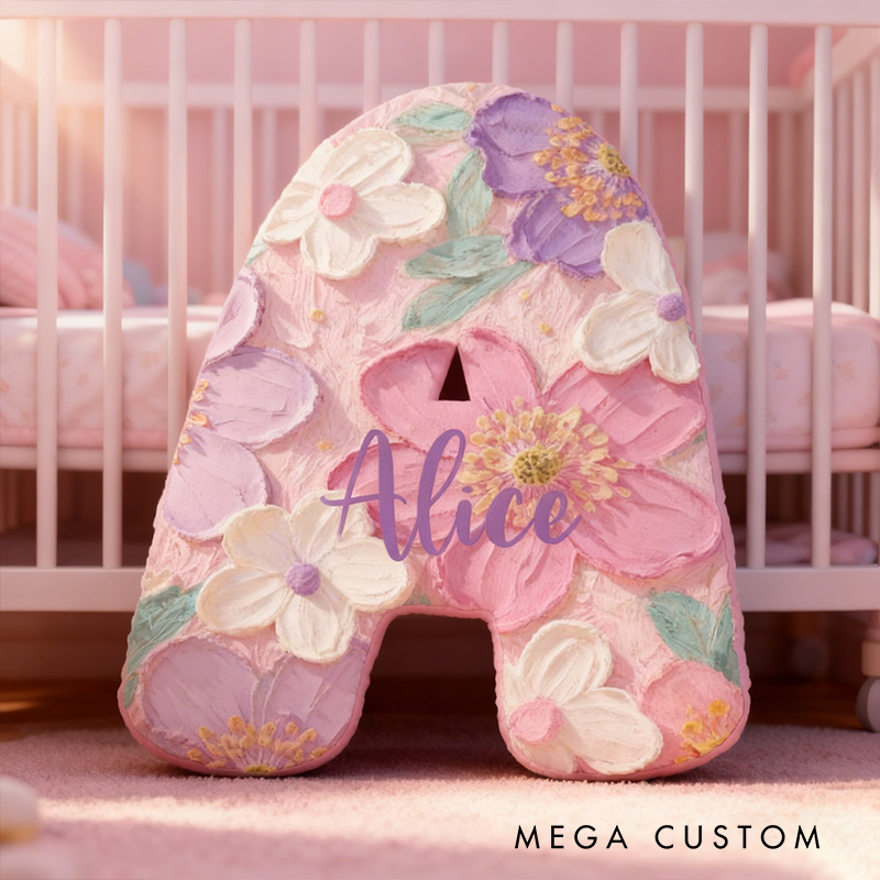 Personalized Floral Plush Pillow Custom Name Graphic 3D Print Pillow Appreciation Gift