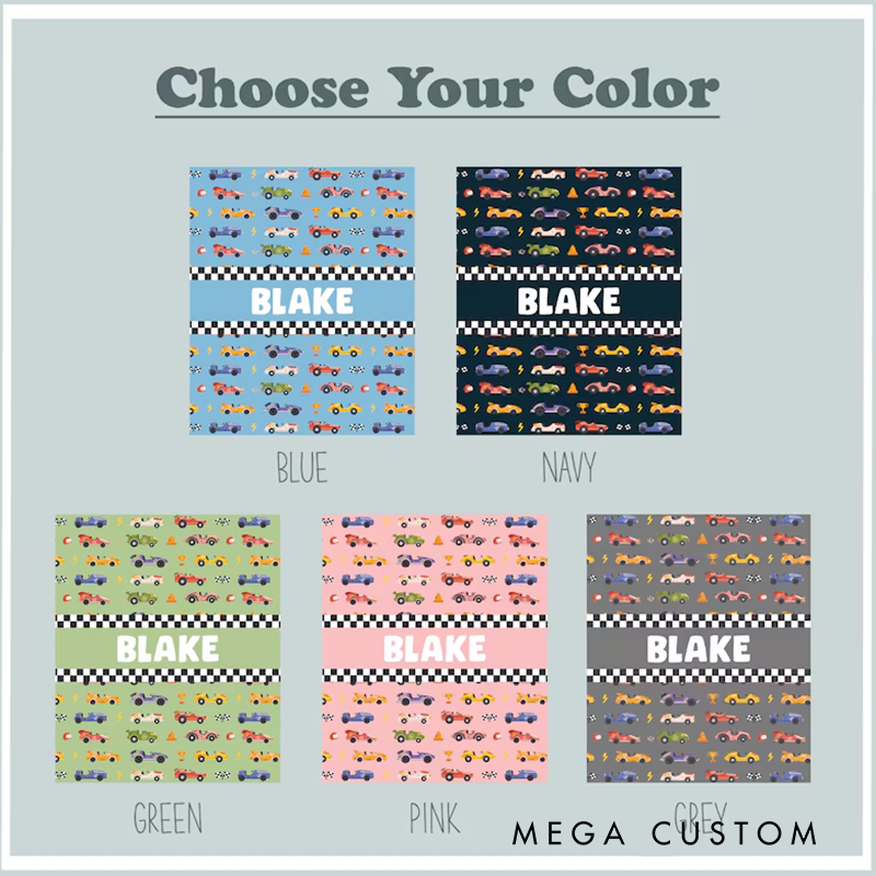 Personalized Race Car Blanket Custom Minky Fleece Baby Blanket