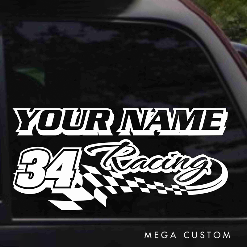 Personalized Racing Decal Sticker Custom Text Racing Car Decal Sticker Go Kart Racing Decal Xmas Gift