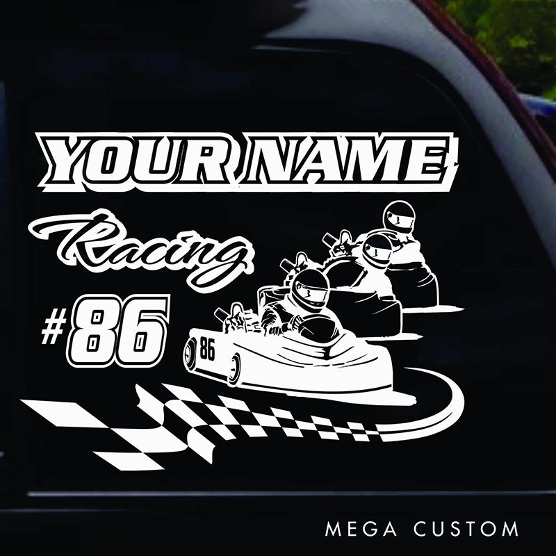 Personalized Racing Decal Sticker Custom Text Racing Car Decal Sticker Go Kart Racing Decal Xmas Gift