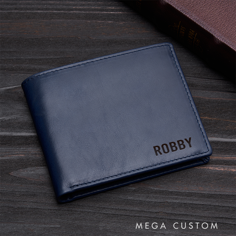 Personalized Leather Wallet Men's Wallet Custom Wallet for him Engraved Wallets with Name Minimalist Wallet Leather Gift For Him Gift for Husband Boyfriend Father