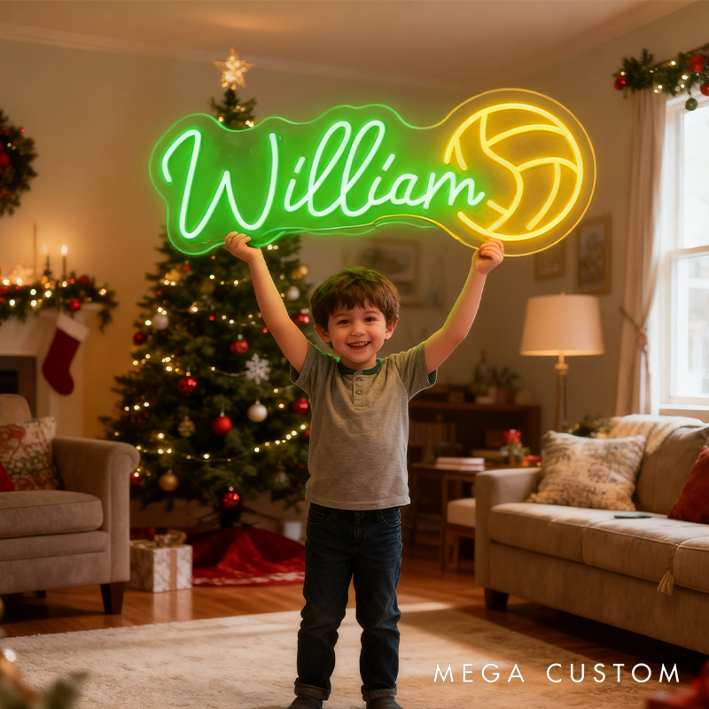 Personalized Volleyball Neon Sign with Custom Name for Volleyball Enthusiasts and Game Rooms