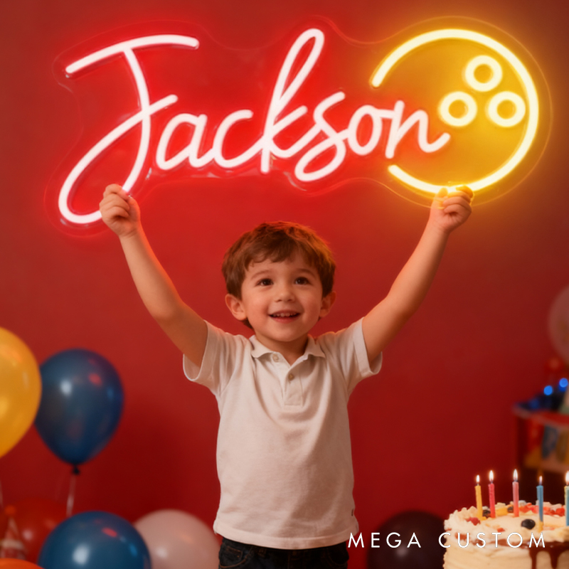 Personalized Bowling Neon Sign with Custom Name for Game Room Decor and Fun Spaces