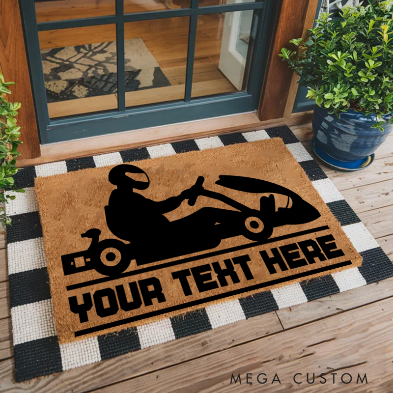 Personalized Go-Kart Door Mat for Racing Enthusiasts Funny Unique Welcome Mat
