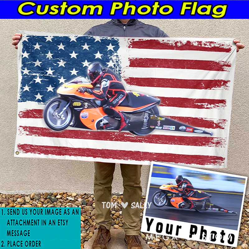 Personalized Racing Car Tapestry with Check Flag Design Custom Racing Car Photo Wall Hanging Gift for Racers and Racing Lovers
