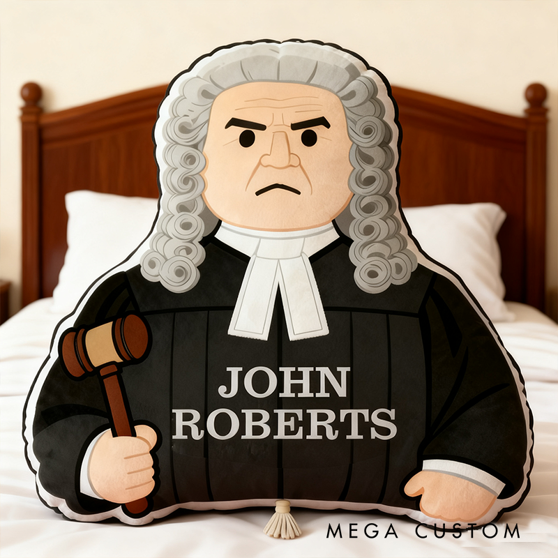 Personalized John Roberts Judge Shaped Pillow Custom Name Legal Themed Cushion