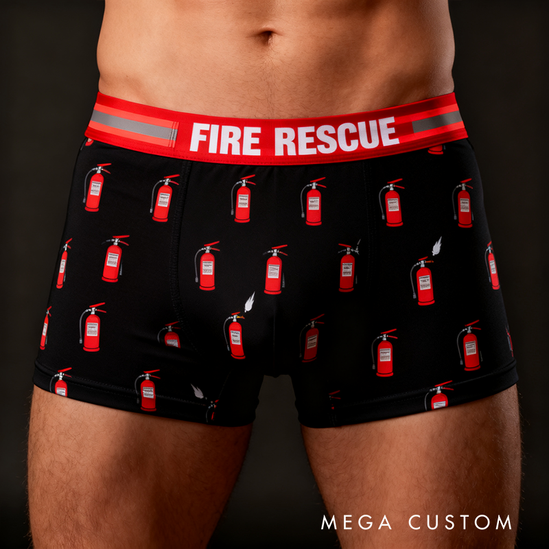 Personalized Firefighter Themed Boxer Briefs Custom Name Boxer Brief Underwear Valentine's Day Gift for Men
