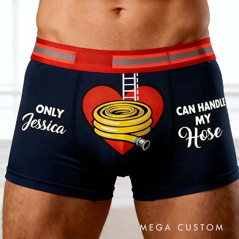 Personalized Firefighter Themed Boxer Briefs Custom Name Boxer Brief Underwear Valentine's Day Gift for Men