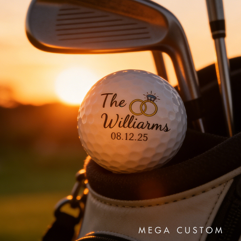 Personalized Wedding Golf Ball with Custom Names and Date for Golf Loving Newlyweds