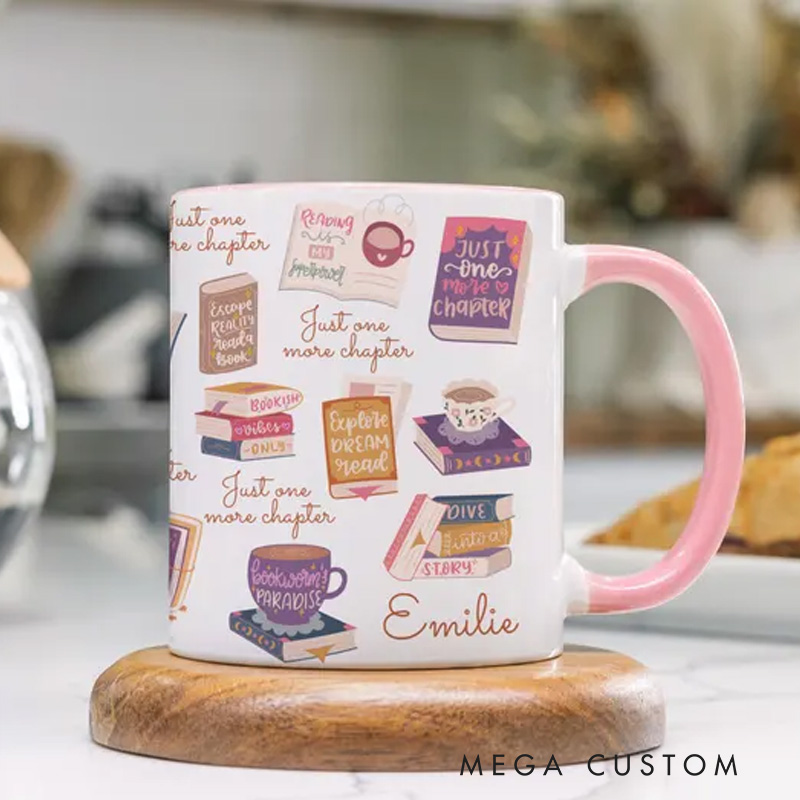 Personalized Just One More Chapter Mug Custom Girls Book Club Mug with Name Bookworm Coffee Cup for Reader Book Lover Librarian Gift