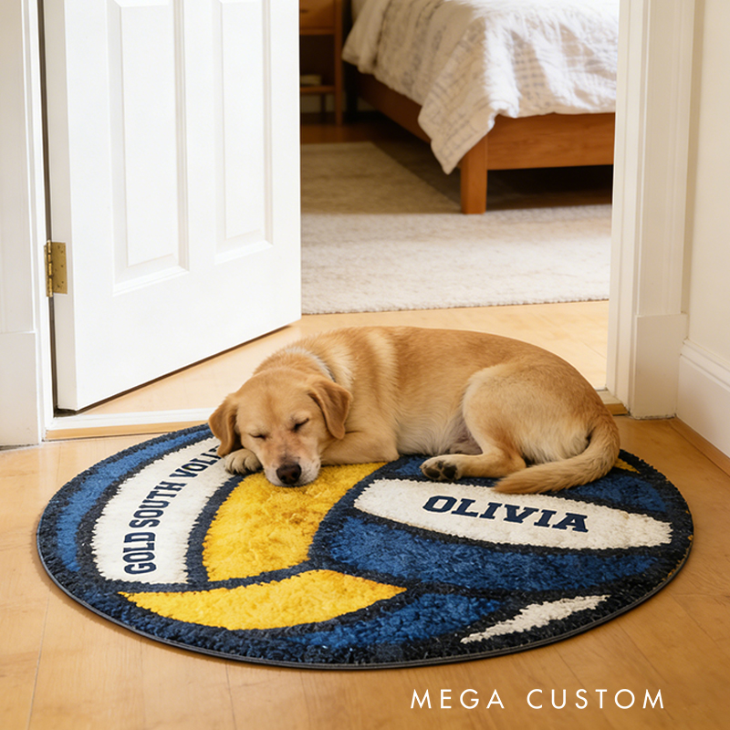 Personalized Volleyball Themed Rug with Custom Name and Team Details for Volleyball Enthusiasts