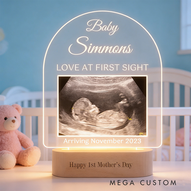 Personalized LED Light with Ultrasound Pregnancy Announcement Gift New Dad Gift Mom To Be Gifts Baby Reveal Keepsake