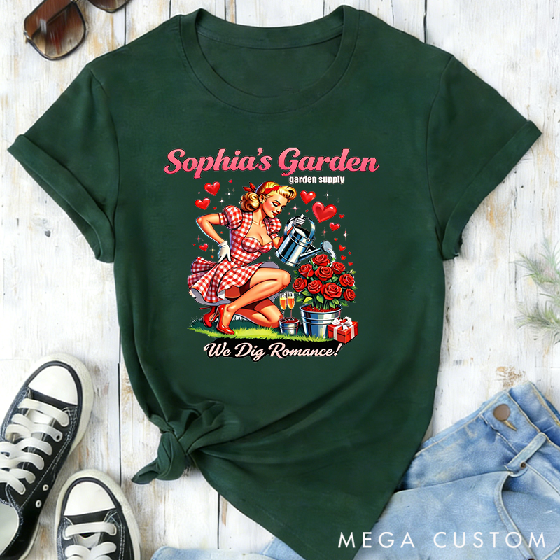 Personalized Funny Womens Valentines Day Classic T-shirts Flirty Hoe Garden Supply We Dig Romance Gardener Plant Lover Vday Gift