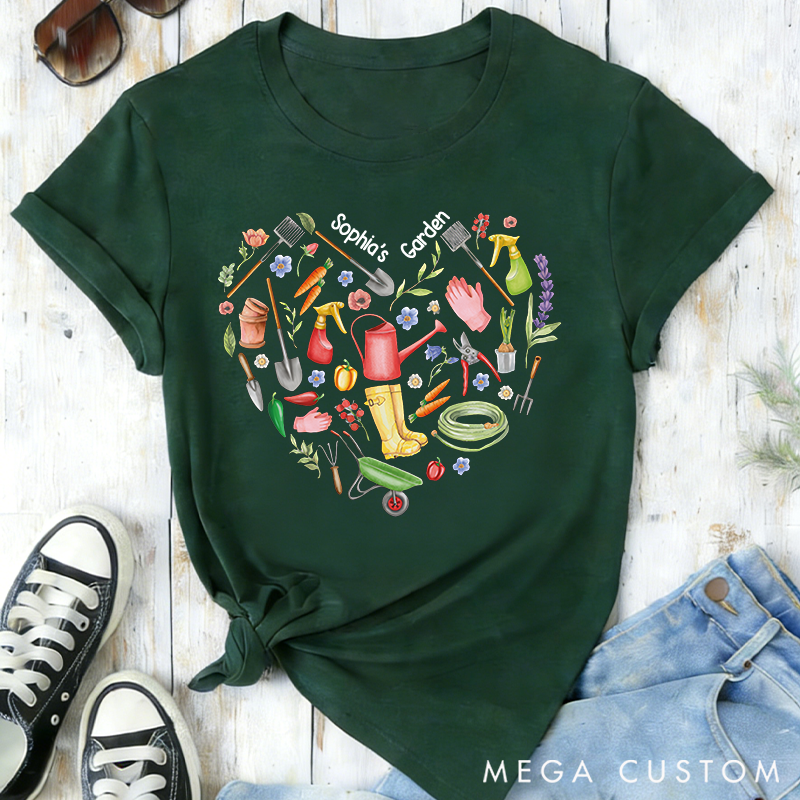 Personalized Gardener Heart Classic T-shirts Vintage Botanical Valentine's Day Crewneck Gift