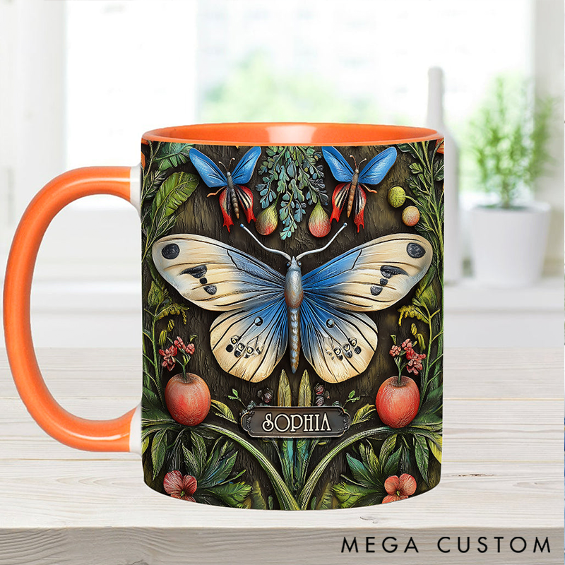 Personalized Beautiful Garden Mug Adorned with 3D Tool Embellishments Custom Name Engraved Mug for Avid Garden Lovers