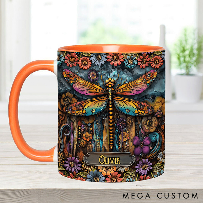 Personalized Green Lady Mug Adorned with 3D Tool Embellishments Custom Name Engraved Mug for Avid Garden Lovers