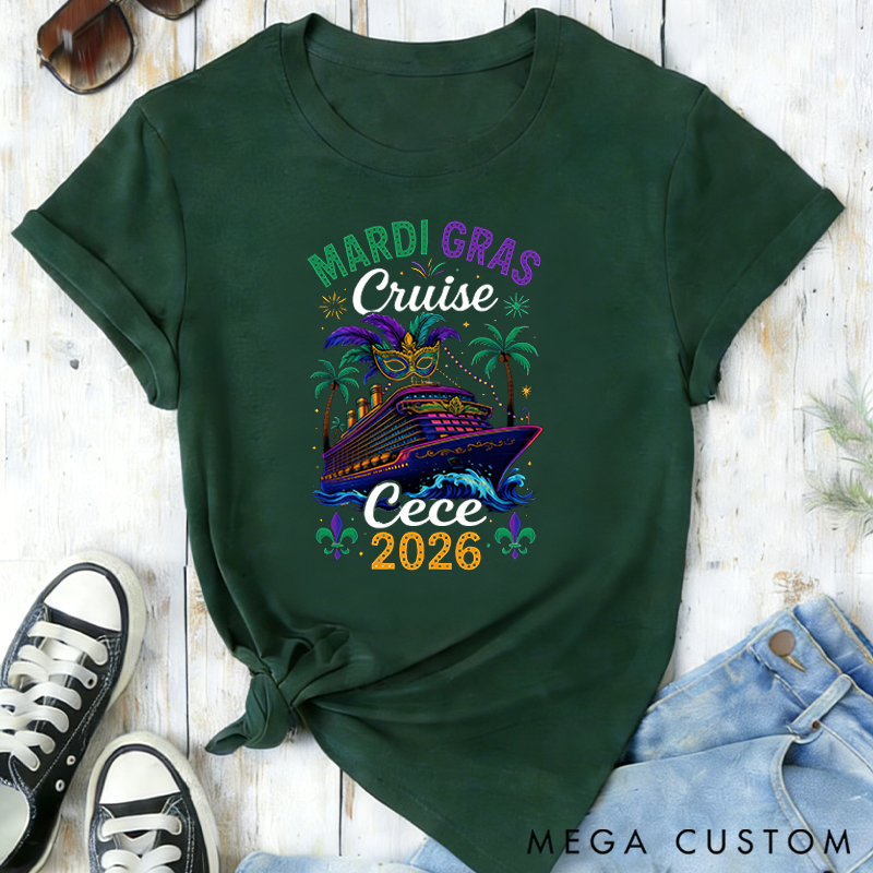 Personalized Mardi Gras Cruise 2026 Mardi Gras Cruise Squad Classic T-shirts Mardi Gras Trip Apparel Cruise Lover Gift