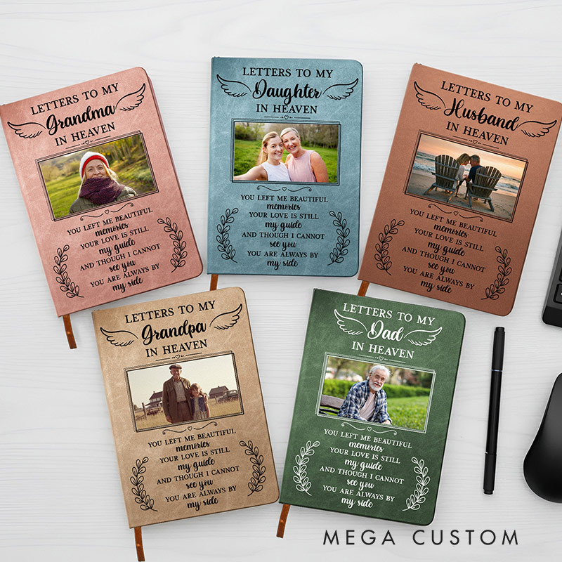 Personalized Leather Photo Journal Letters To My Husband In Heaven Memorial Sympathy Gift Remembrance Gift
