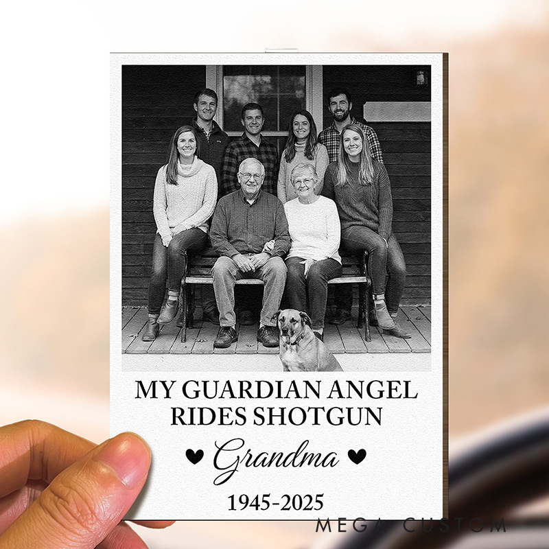 Personalized Wooden Photo Car Visor Clip My Guardian Angel Rides Shotgun Memorial Gift for Loss of Loved One Sympathy Gift