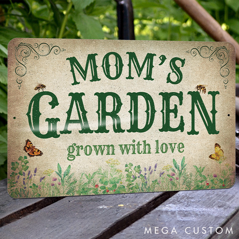 Personalized Metal Garden Sign Rustic Pollinator Custom Outdoor Decor Gifts for Her Garden Lover Gift