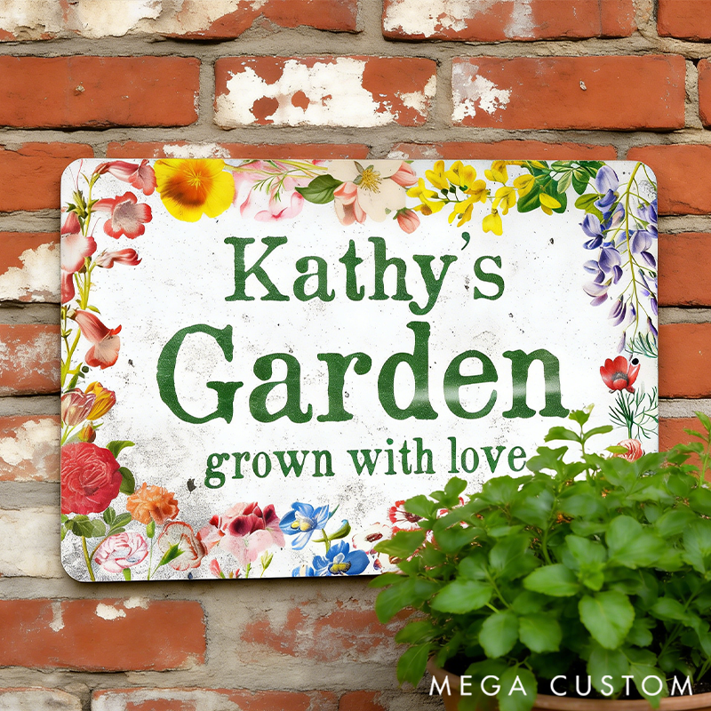Personalized Flower Bed with Weathered Plaster Design Decor Custom Outdoor Decor Gifts for Mom Garden Lover Gift
