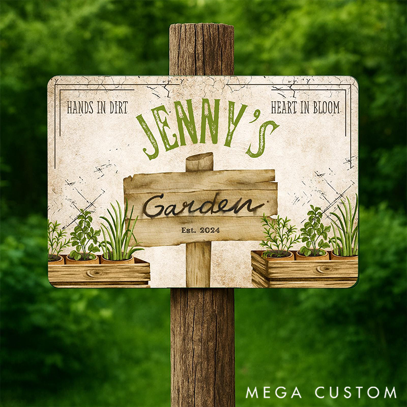 Personalized Herbs Garden Sign Decor Custom Outdoor Decor Gift for Mom for Her Garden Lover Gift