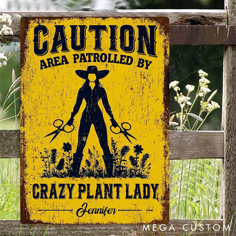 Personalized Crazy Plant Lady Rectangle Metal Sign Decor Custom Outdoor Decor Gift for Mom for Her Garden Lover Gift