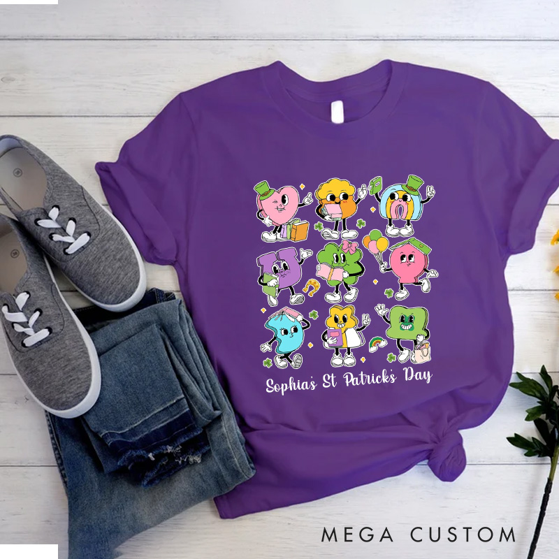 Personalized Reading Lucky Charms Classic T-Shirts Retro Bookish Shirt with Name for Book Lover Bookworm Girlfriend Wife Women Gift