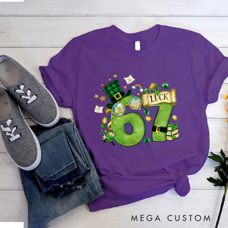 Personalized 67 Reading Classic T-Shirts Shamrock Green Leprechaun Shirt with Name for Book Lover Bookworm Girlfriend Wife Women Gift