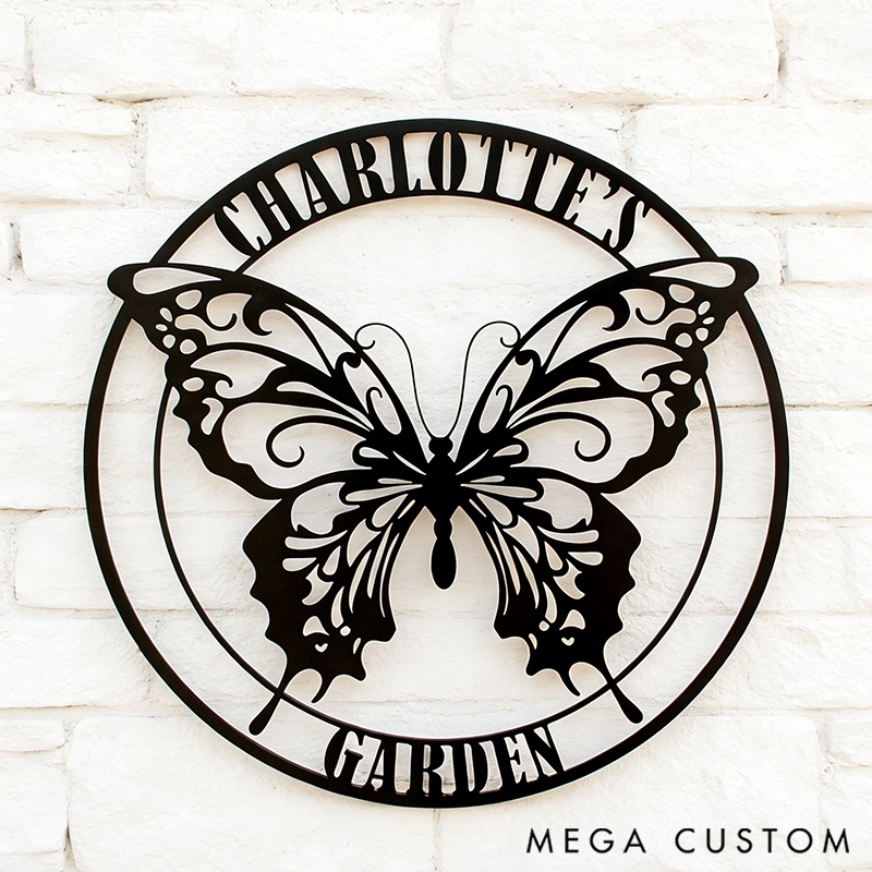 Personalized Custom Butterfly Garden Metal Yard Sign Gift for Her