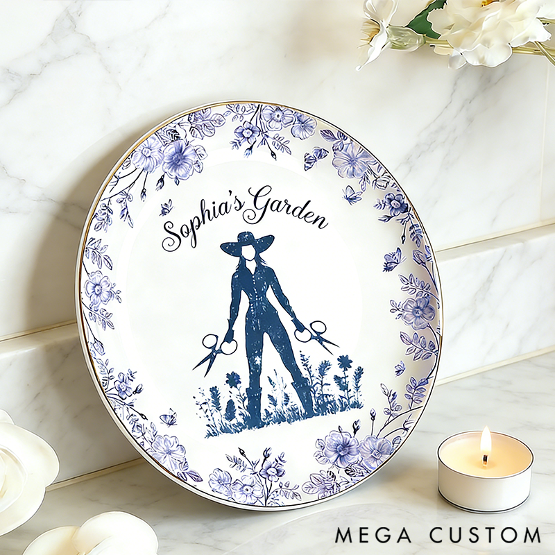 Personalized Crazy Plant Lady Rectangle Chinoiserie Toile De Jouy Style Round Ring Dishes