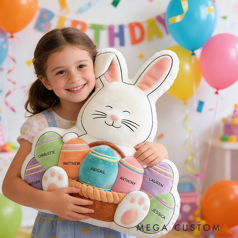 Personalized Easter Family Pillow Custom Name Pillow for Girls Kids Family Gift