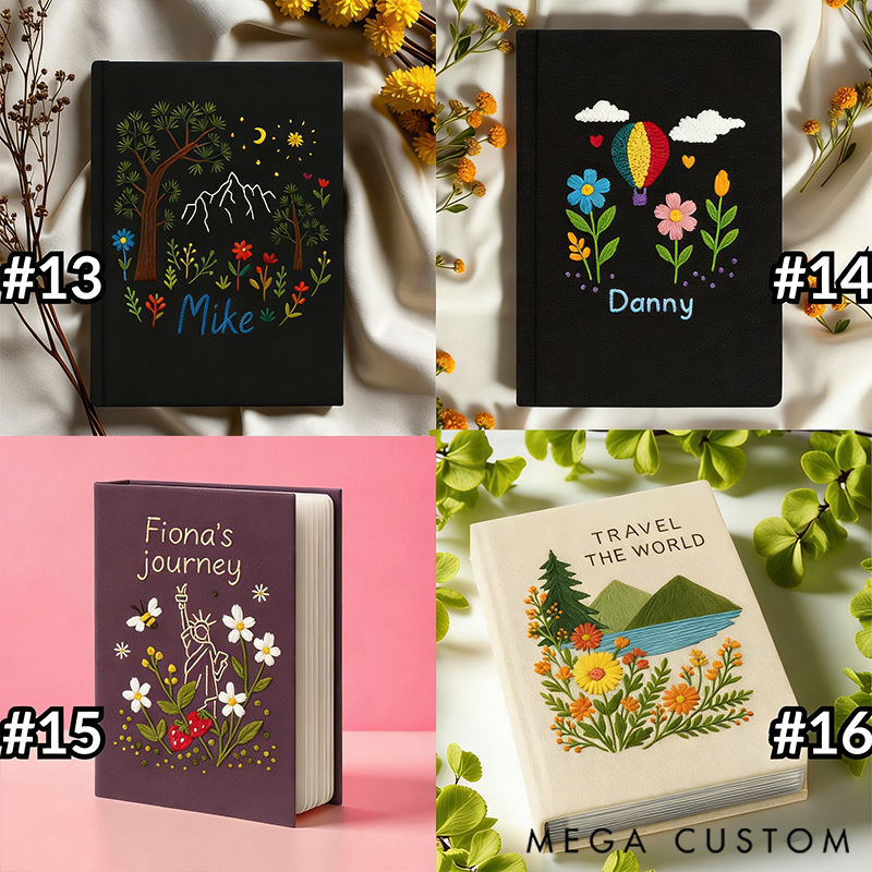 Personalized Travel Embroidered Photo Album Handmade Travel Memory Book Adventure Keepsake Album Vacation Photo Book Wanderlust Travel Unique Gift for Traveling Lover