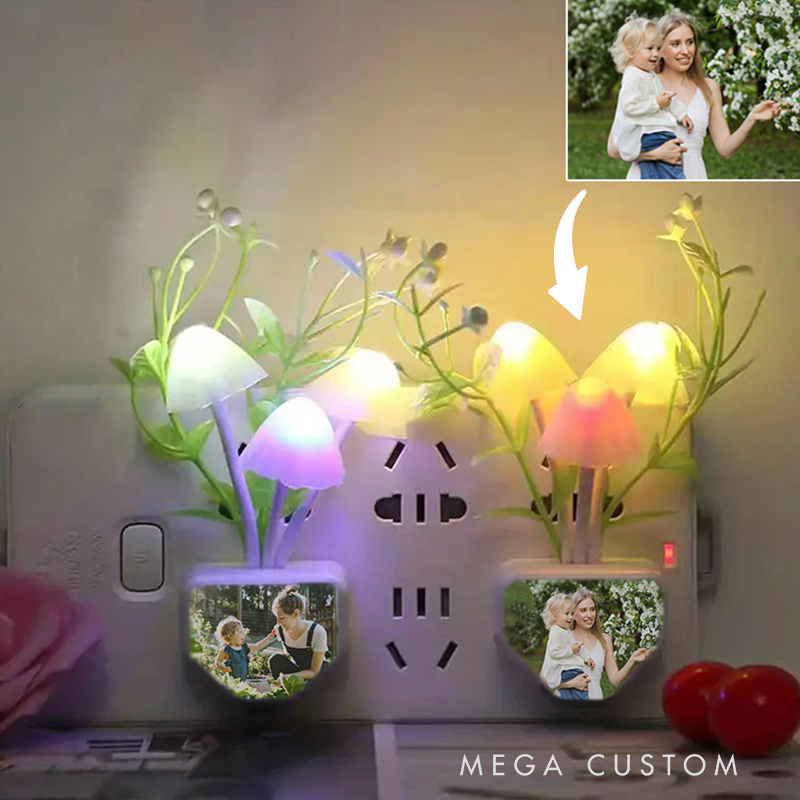 Personalized Photo Night Light Custom Changing Lotus Leaf Mushroom Night Light Gift for Mom Family