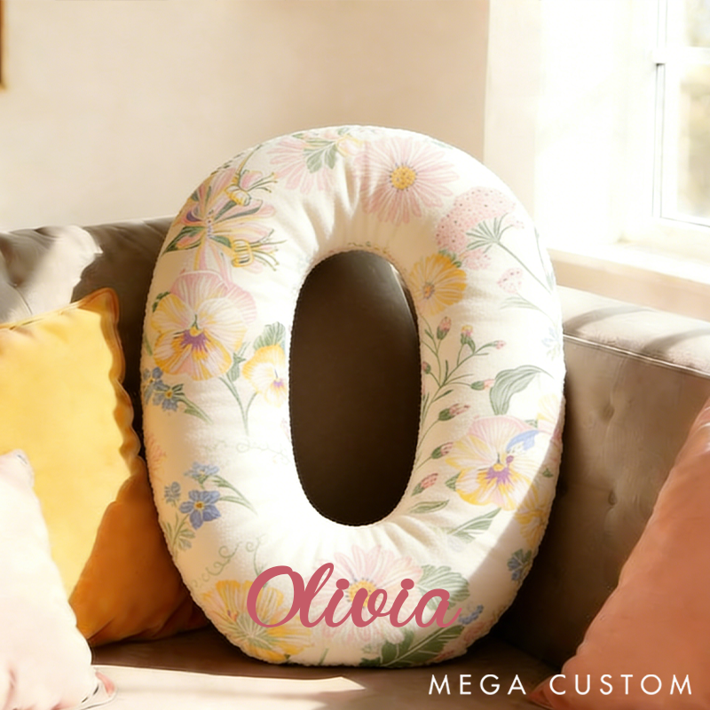 Personalized Initial Pillow Vintage Garden Pattern Custom Name Pillow for Girls Gardening Lovers Gift