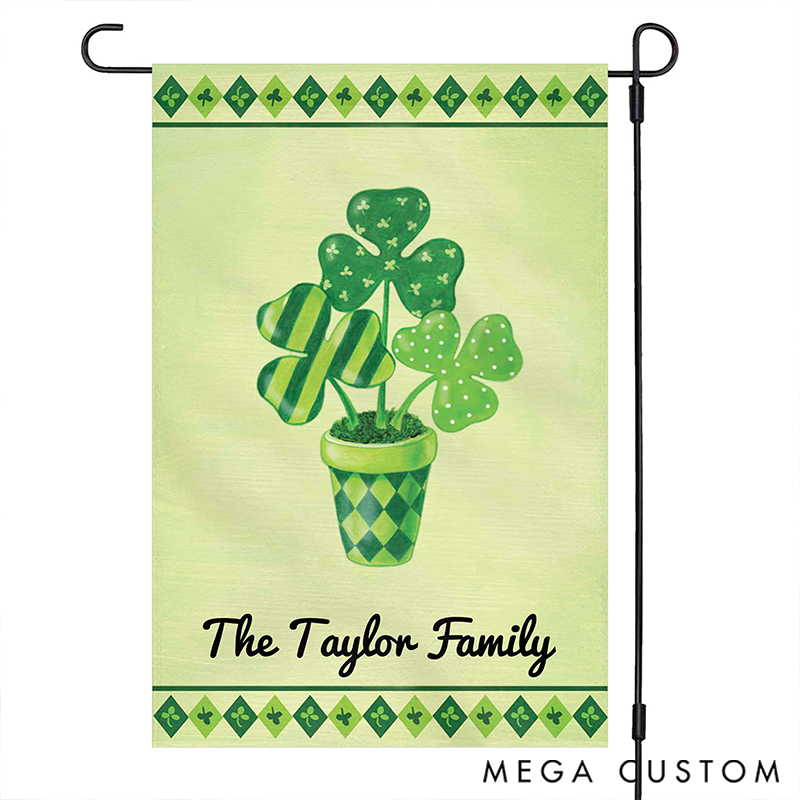Personalized Welcome Shamrocks In The Bottle Happy St Patrick's Day Custom Garden Flag Gift for Gardening Lovers