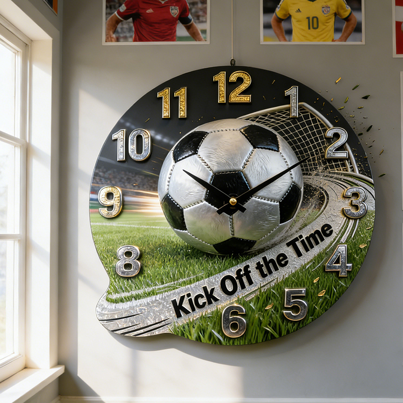 Personalized Soccer Wall Clock with Custom Text for Soccer Enthusiasts 