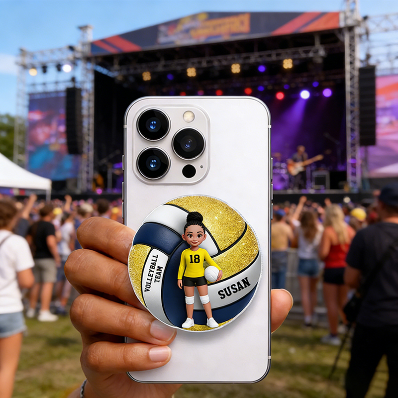 Personalized Volleyball Girl 3D Effect Magnetic Phone Grip with Custom Name and Player Design Gift for Teen Girl, Teen Boy, Girlfriend 