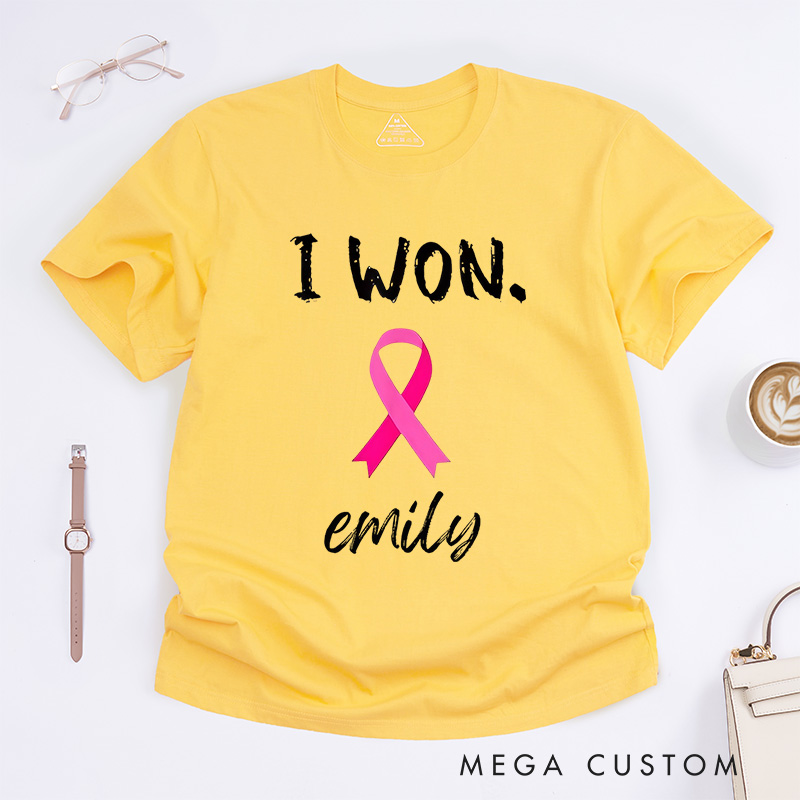 Personalized I Won Breast Cancer T-Shirt Wife Mom Fighter Cancer Gift