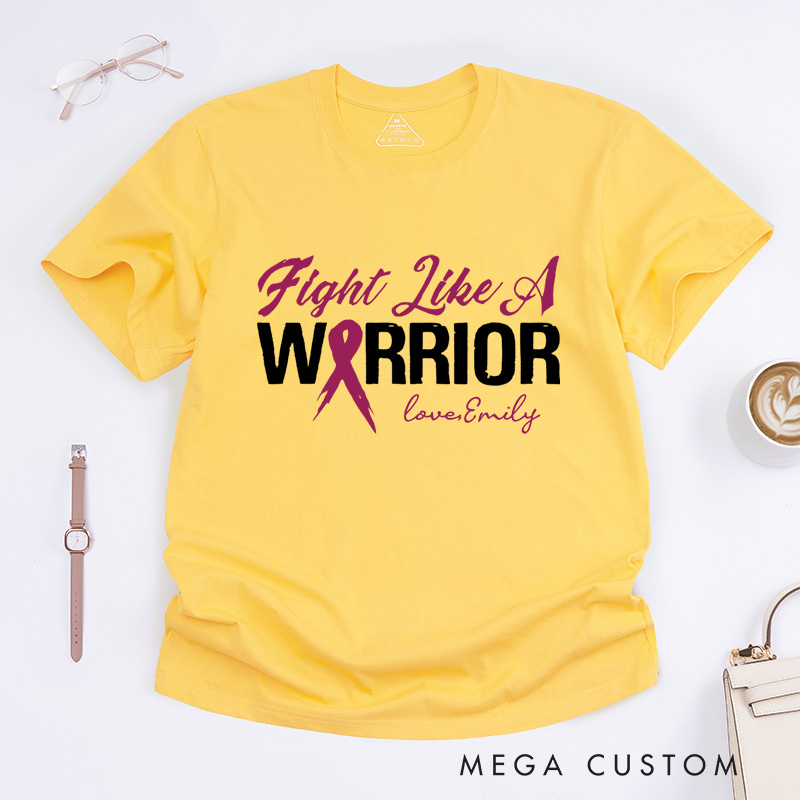 Personalized Fight Like A Warrior T-Shirt Breast Cancer Awareness Gift
