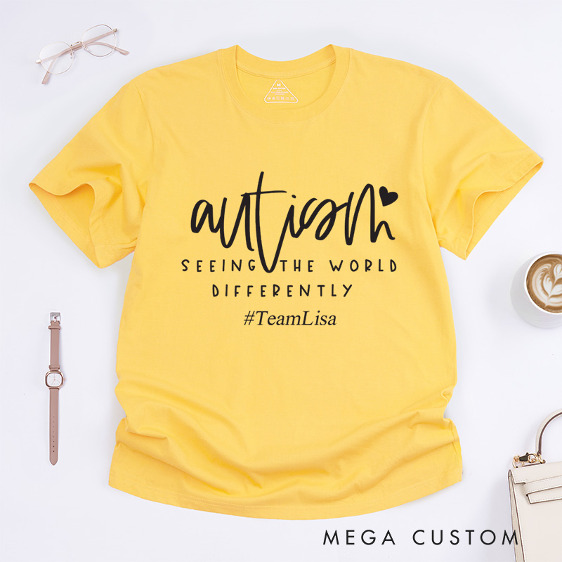 Personalized Mental Health Seeing The World Differently Autism Awareness T-Shirt
